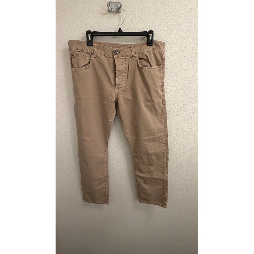 Isaia Napoli Men Tan Stretch Cotton Twill 5-Pocket Chino Pants Italy Size 52